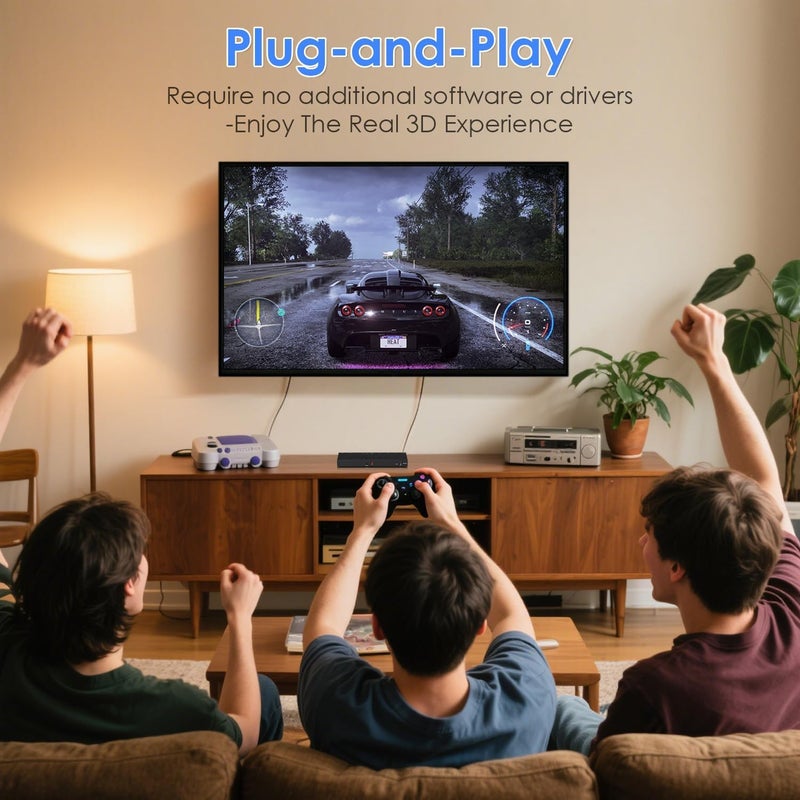 OseTub مفتاح HDMI و AV 2 في 1، 3 مدخلات HDMI + 1 مدخل RCA مع 2 مخرج HDMI، يدعم HDCP 2.2، 3D، نسبة العرض إلى الارتفاع 4:3/16:9، متوافق مع Xbox/Nintendo Switch/PS5/4، Roku/Wii/N64 - العب ألعاب حديثة وRetro على تلفازين - Image 5